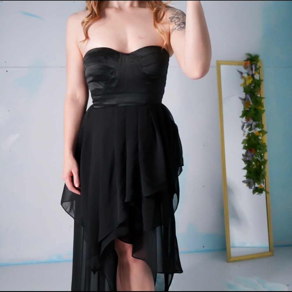 High Low Layered Black Gown